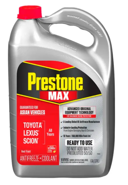 Envase de aceite PRESTONE PRESTONE REFRIGERANTE 50% ROJO VEHICULOS ASIATICOS- GL 3.78LT grado N/A - Lubricentro Piloto